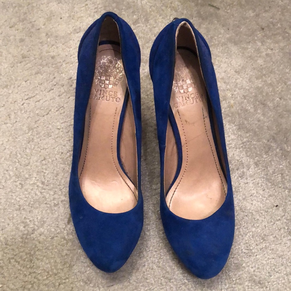 Blue Suede Vince Camuto Platform Heels